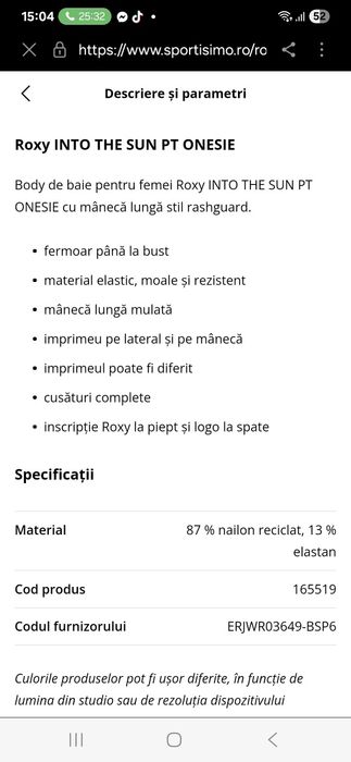 Vând costum baie mânecă lungă, nou mărimea xl