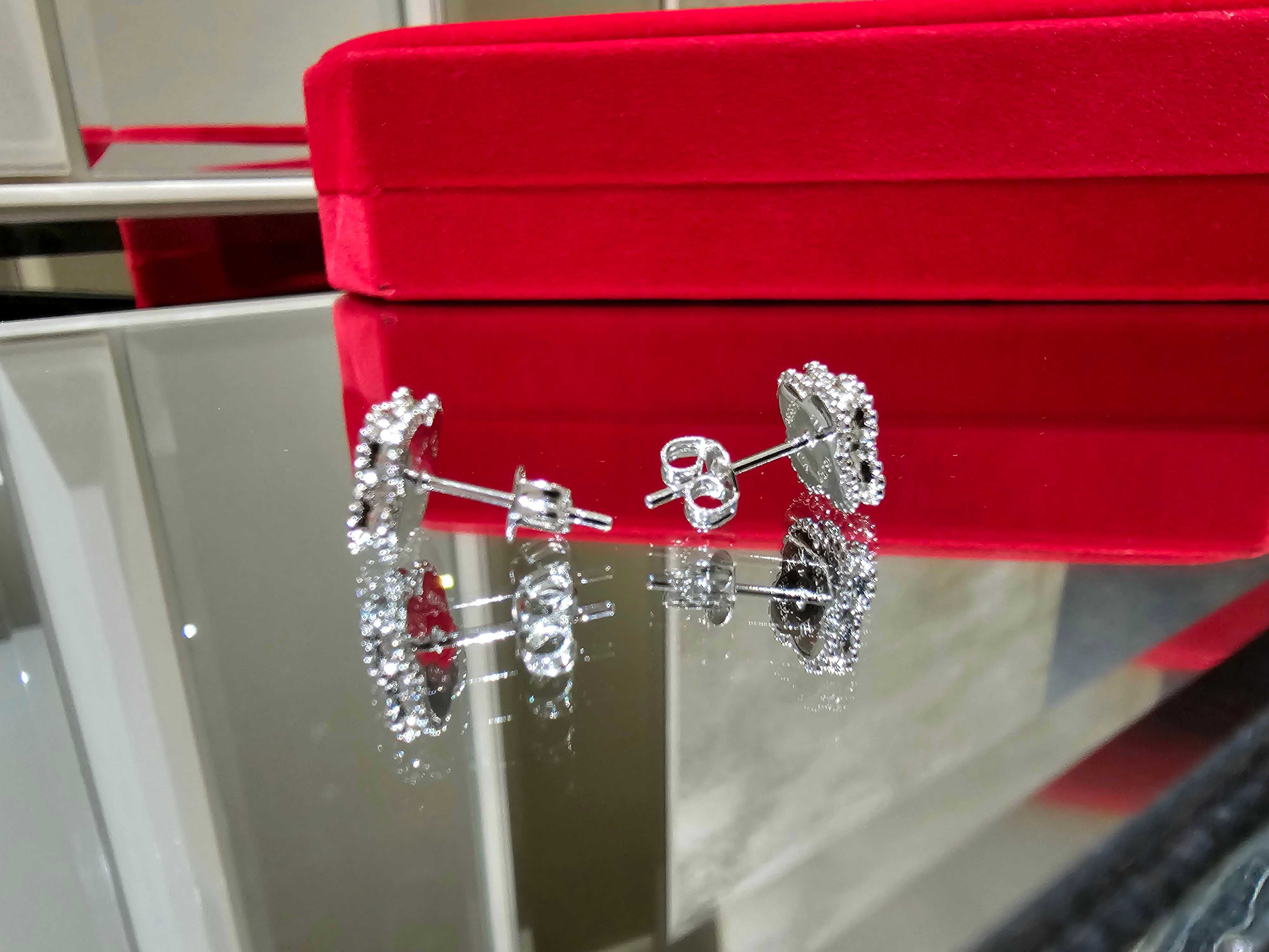 Van Cleef & Arpels VCA Silver Red Sweet Alhambra Clover Дамски Обеци