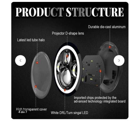 Faruri rotunde LED de 7" de 60W pentru Jeep CJ TRANSPORT 0