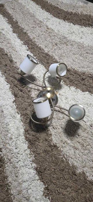 Vand candelabru 4 brate, metal si sticla