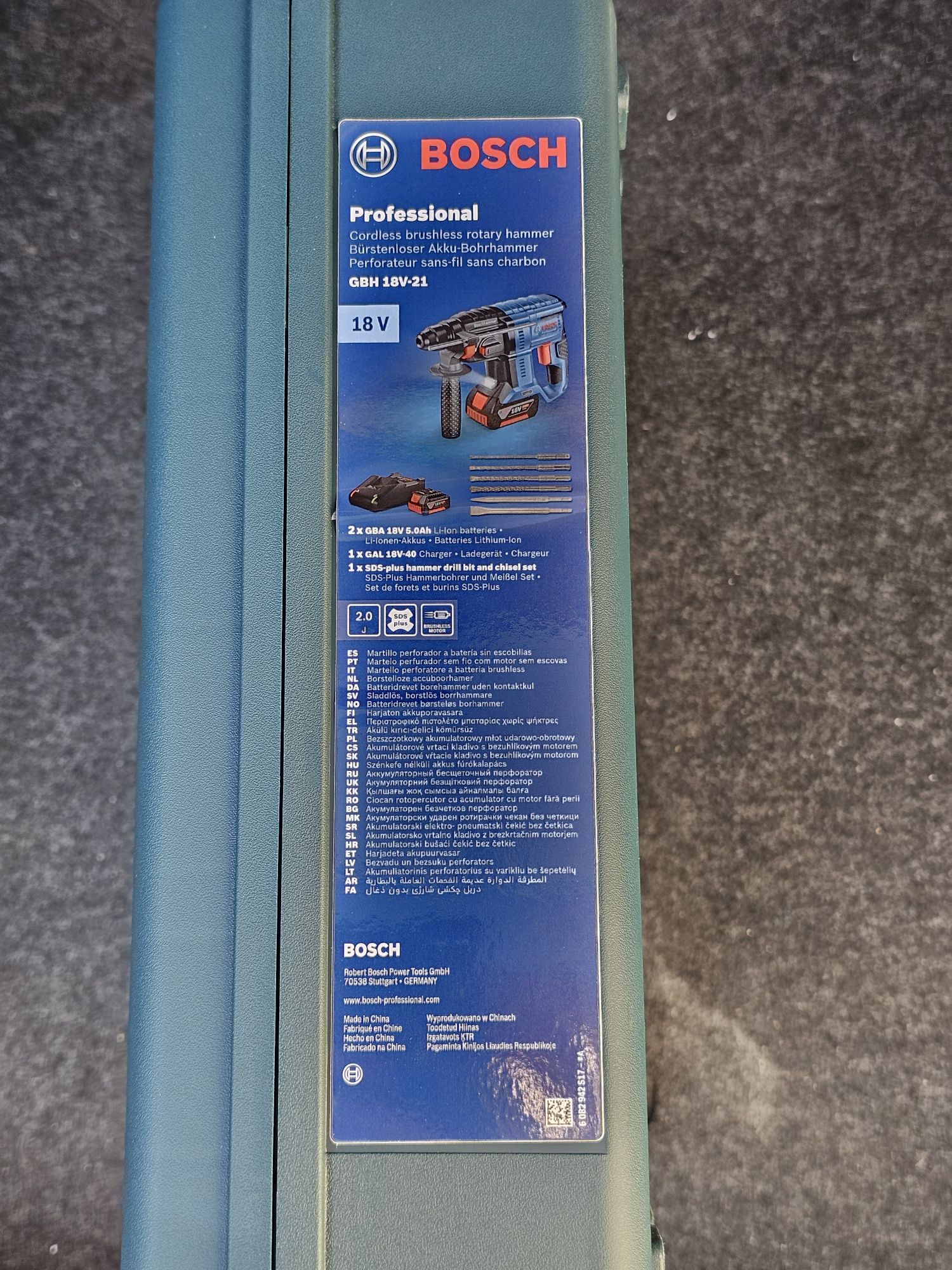 Ciocan rotopercutor Bosch GBH 18V-21 2x 4.0Ah, GAL L-BOXX - 0611911106