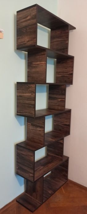 Biblioteca/separator, 6 niveluri, stejar maro, 70x24x193 cm, lemn..