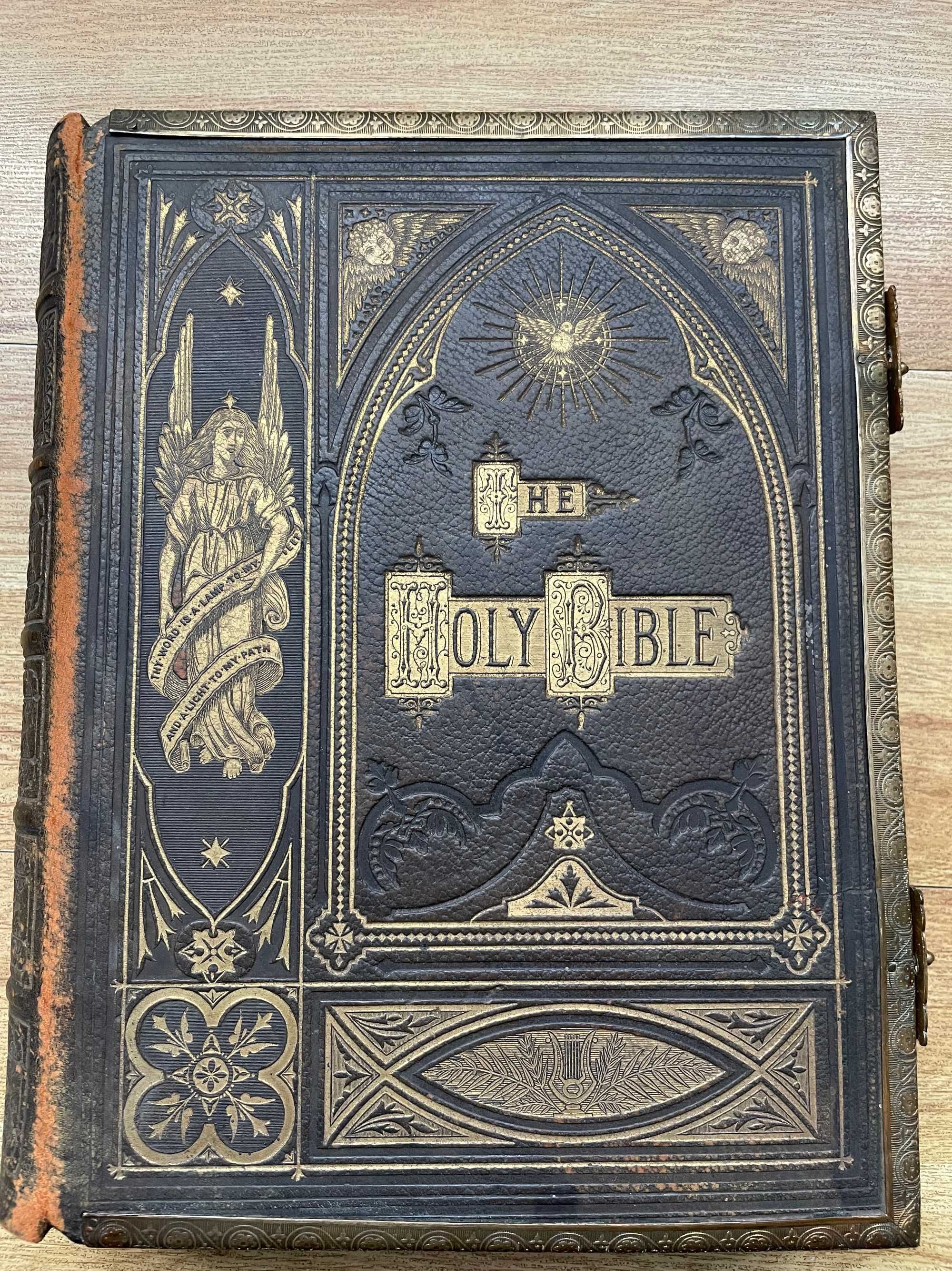 Biblia veche , 1870 , engleza, 6 kg. , 34 x 26 x 9 cm ,  Biblie