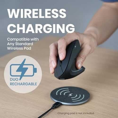 Нова Безжична вертикална мишка с тиха работа, DPI контрол, 6 бутона