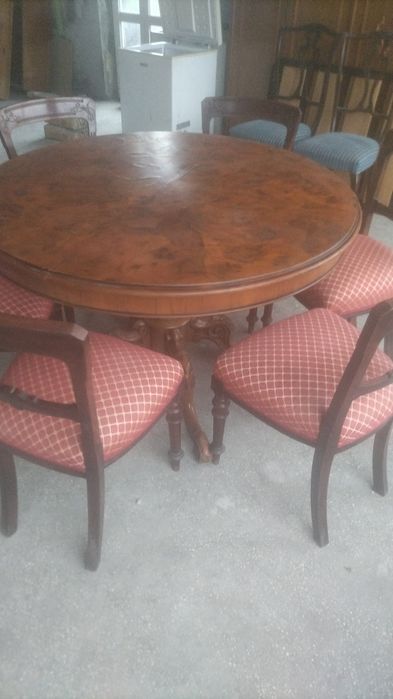 Masă de lemn masiv +6 scaune