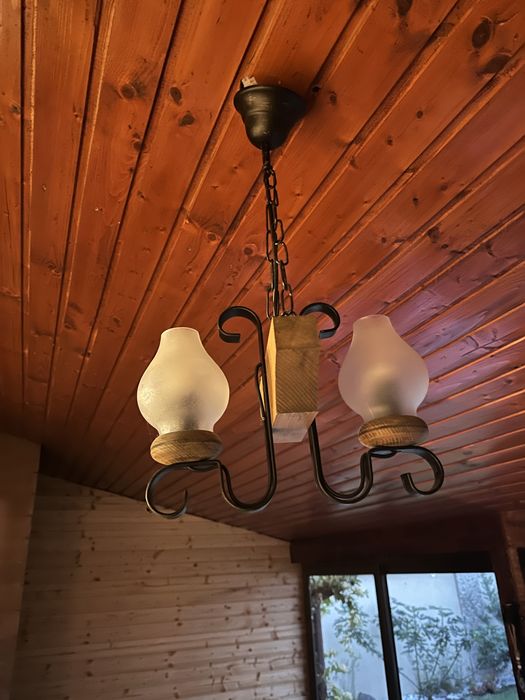 Candelabru lemn 2 abajure