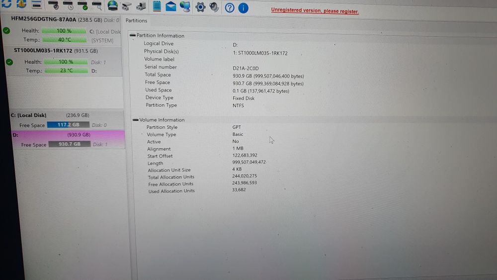 HDD 1.TB. 100% functional