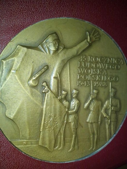 Placheta medalie poloneza bronz in relief