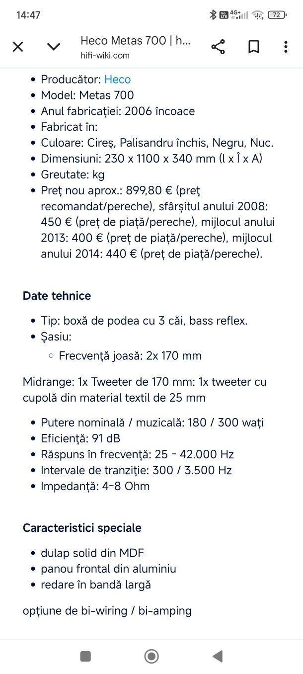 Boxe de podea 3 căi /3 way Heco Metas 700