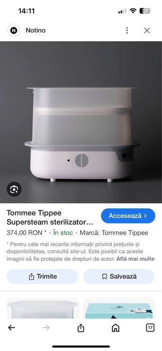 Sterilizator cu abur Super Steam Tommee Tippee ca NOU