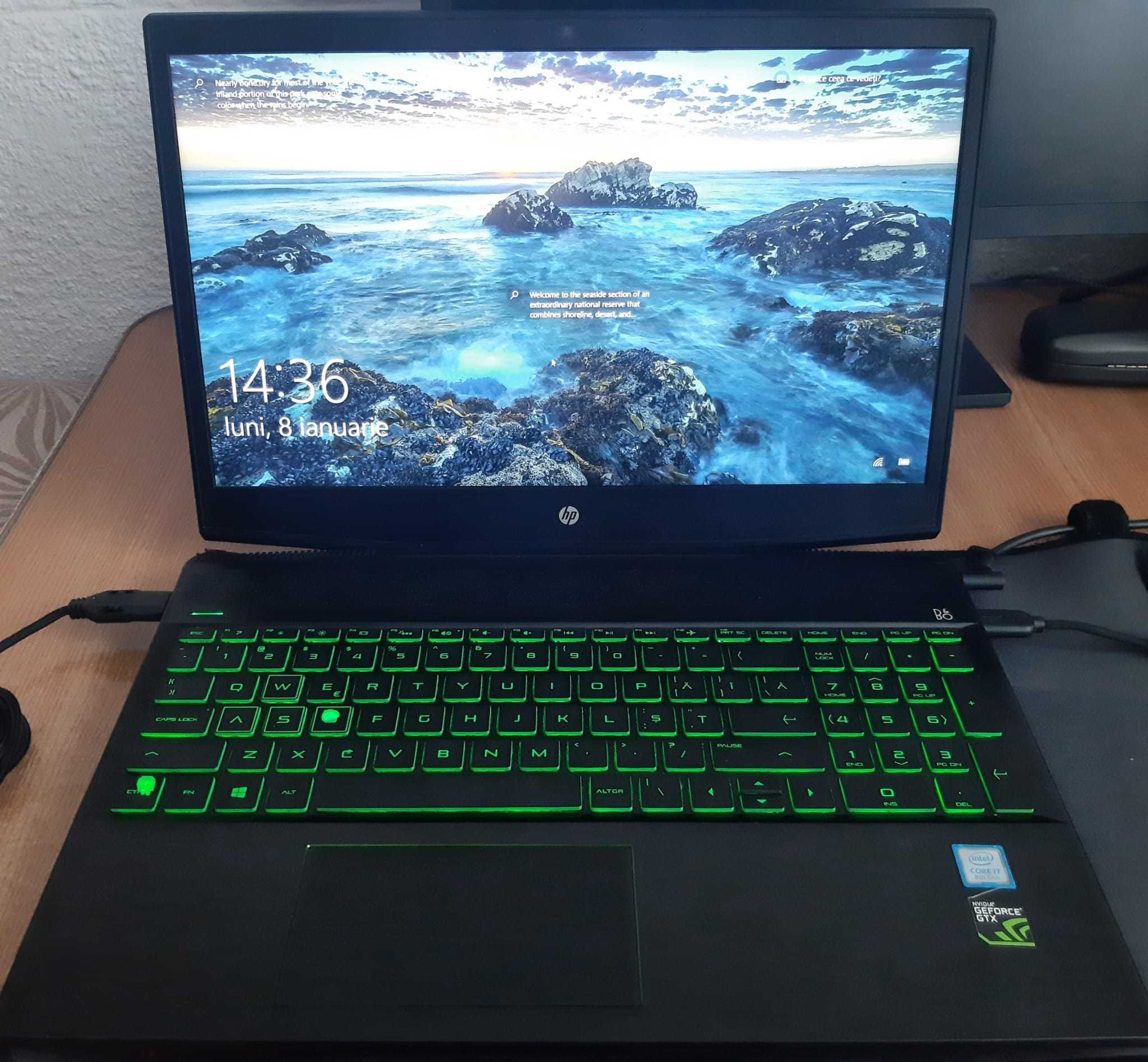 Laptop Gaming HP Pavilion, i7-8750H, GTX 1050 TI, SSD 232GB, HDD 1TB