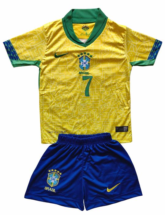 Детски футболен екип Бразилия Винисиус тениска Brazil комплект Vini Jr