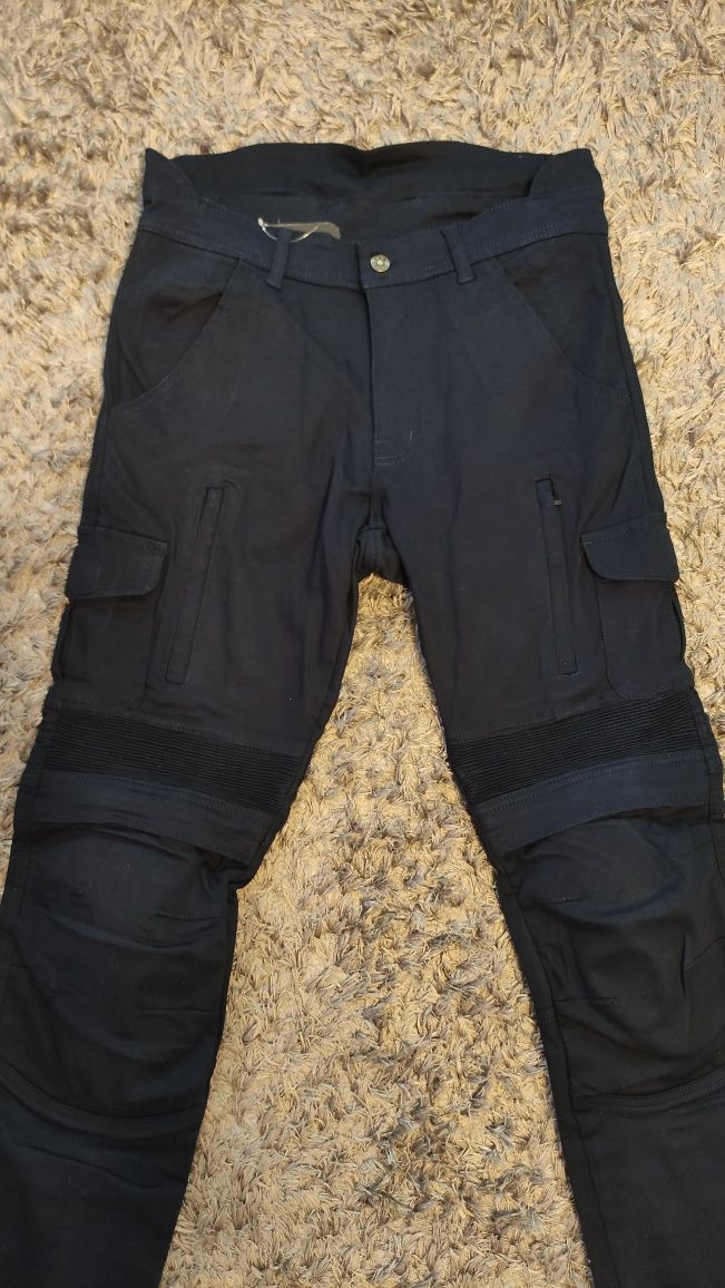 Pantaloni moto Cargo Blue protectii+kevlar marimi 30, 32, 34, 36, 38