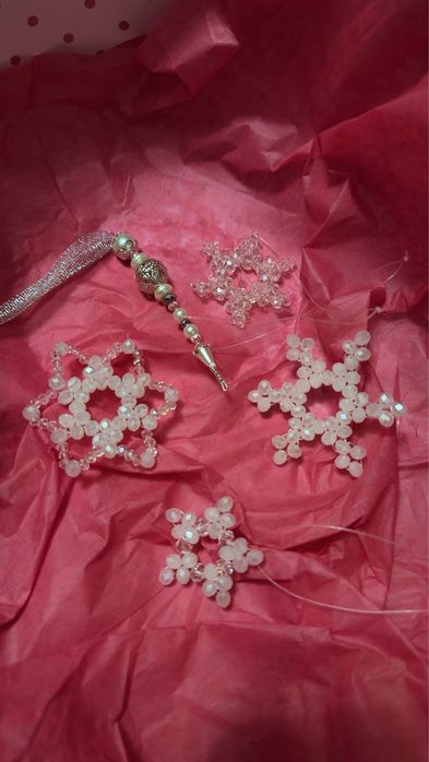 Елочные игрушки из стеклянных бусин