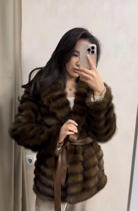 Шуба коричневый соболь