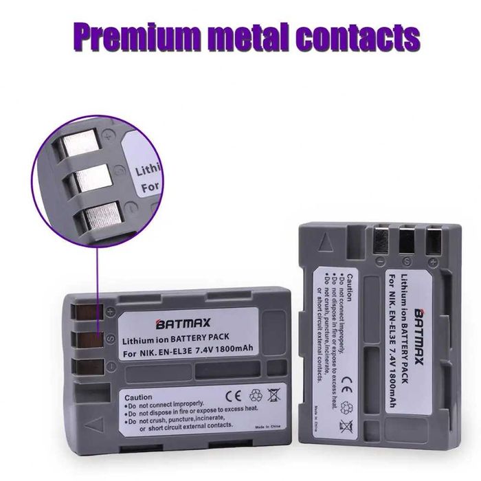 Set 2 acumulatori EN-EL3 + incarcator Nikon D300 D700 D70S D80 D90 D50