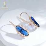 Cercei Retro Aqua Blue, placați cu aur roz 14k