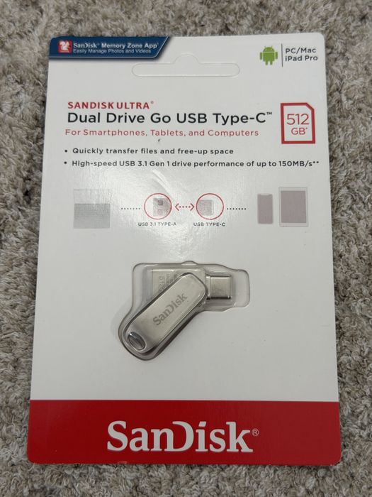 Stick SanDisk Dual Drive Go Usb / Type-c 512GB - Nou/Sigilat