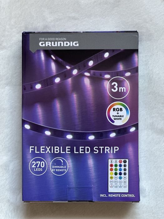 Bandă LED Grundig 3 m RGB + Tunable White, flexibilă, telecomandă