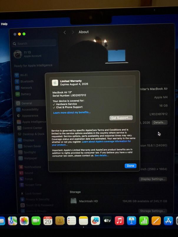 Macbook air m4 13,6