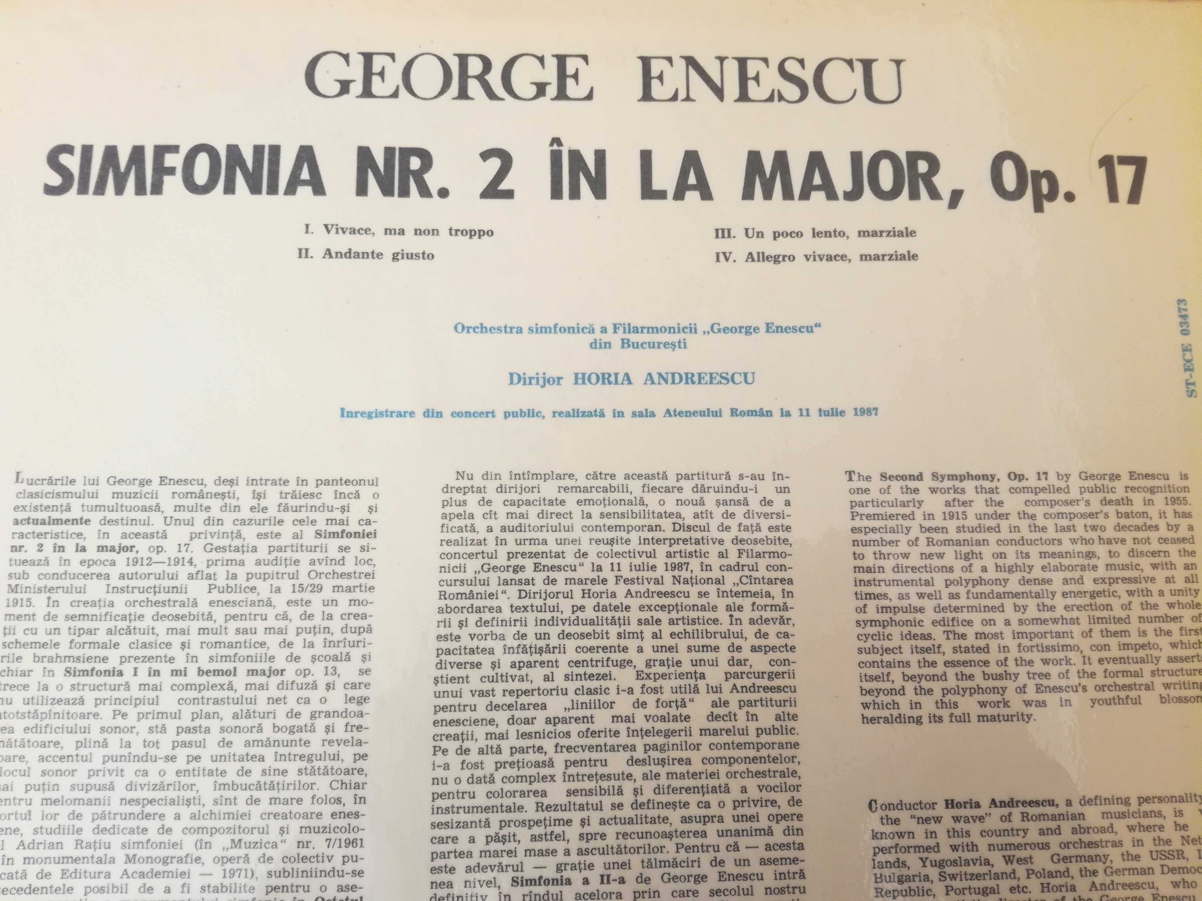 Discuri vinil/vinyl - Clasica - George Enescu, Ciprian Porumbescu