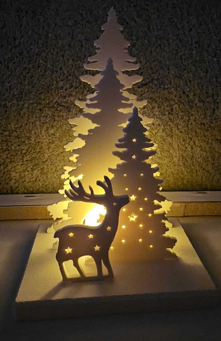 Decor de Crăciun – scenă 3D cu suport tealight LED