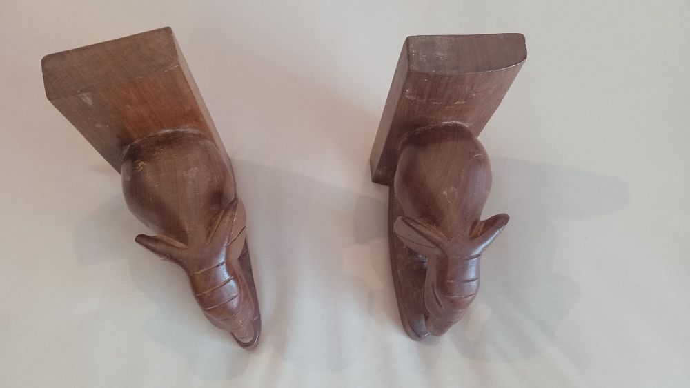 Elefanti, suporti laterali de carti, vechi, din lemn de palisandru