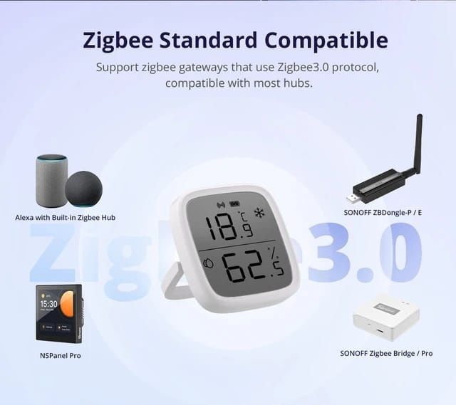 Senzor de temperatura si umiditate Zigbee Sonoff SNZB-02D