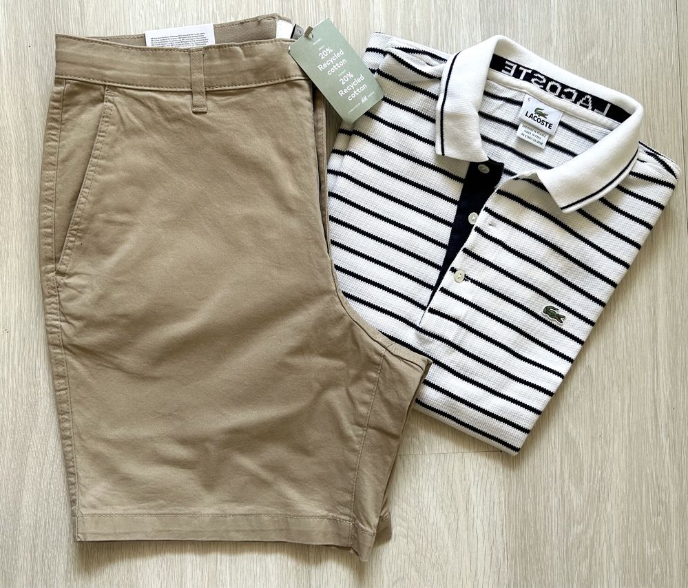 Нови къси панталони H&M и мъжка блуза/тишърт Lacoste L size