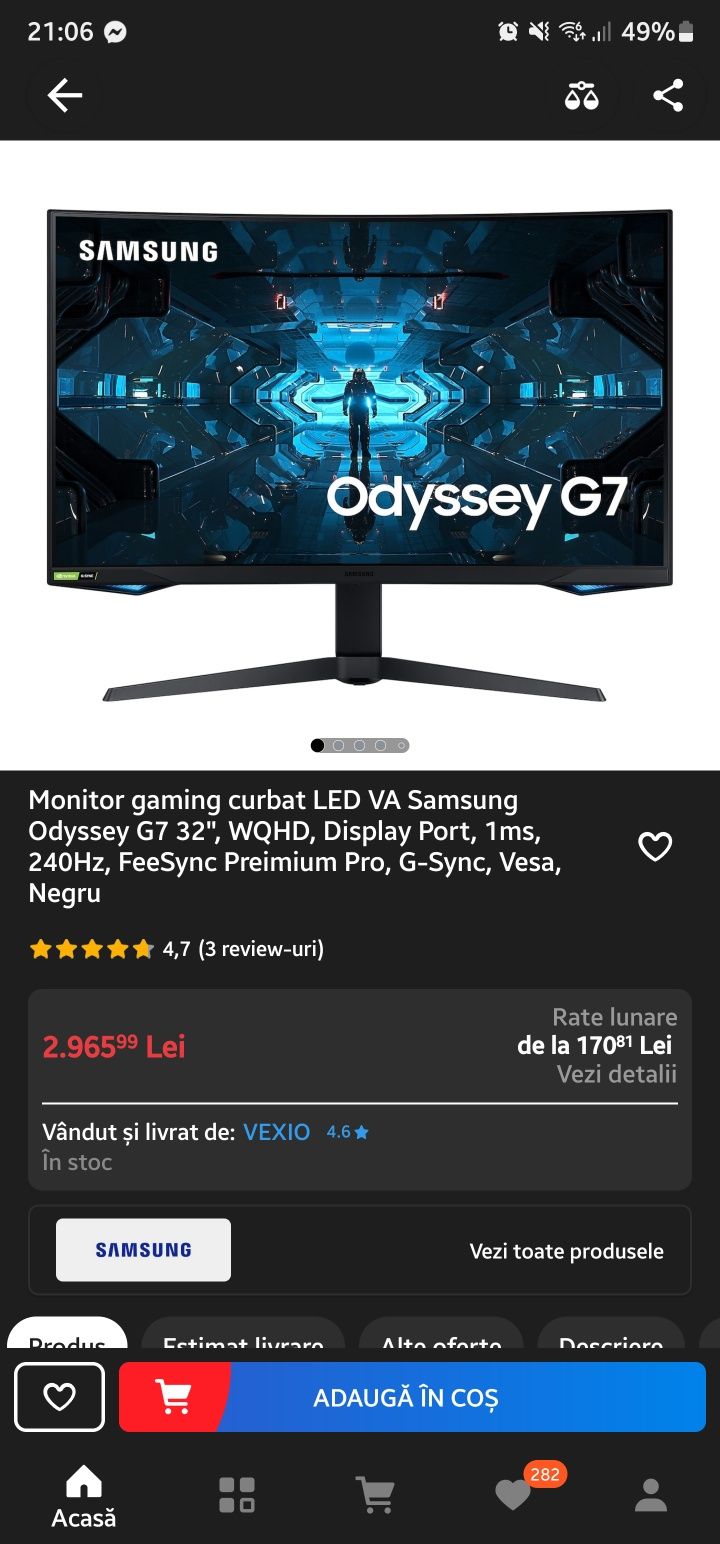 Samsung Odyssey G7 32inchi 240hz WQHD