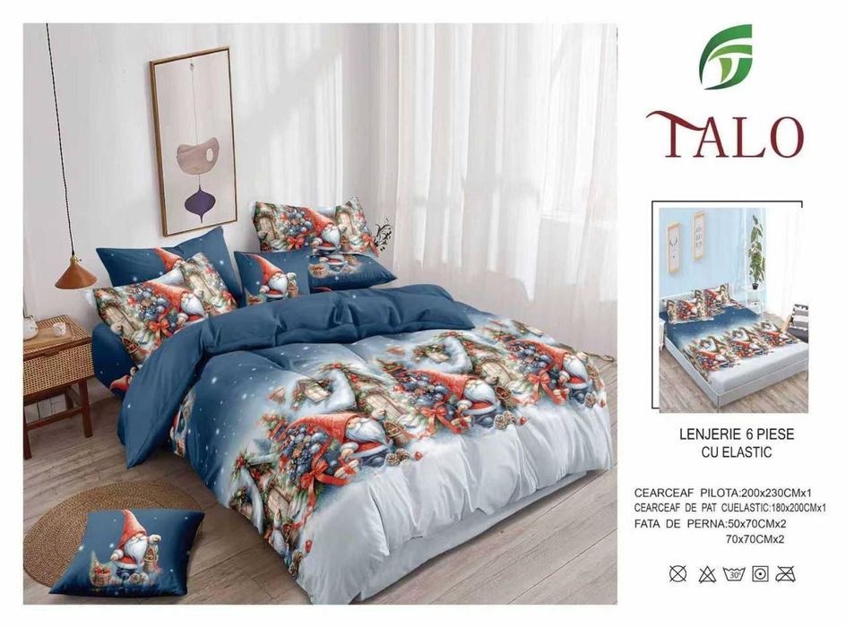 Lenjerii de pat cu motive de Crăciun 
Lenjerii finet cu decor special