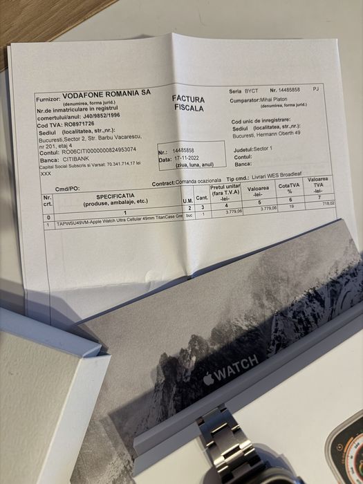 Apple watch ultra 1 impecabil la cutie