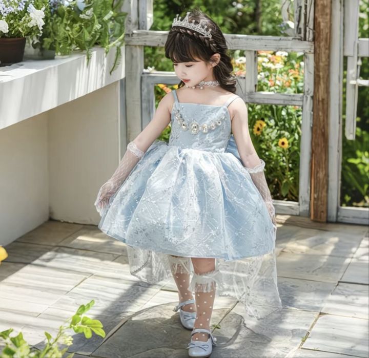 Детское нарядное платье. Голубое платье, платье снежинка