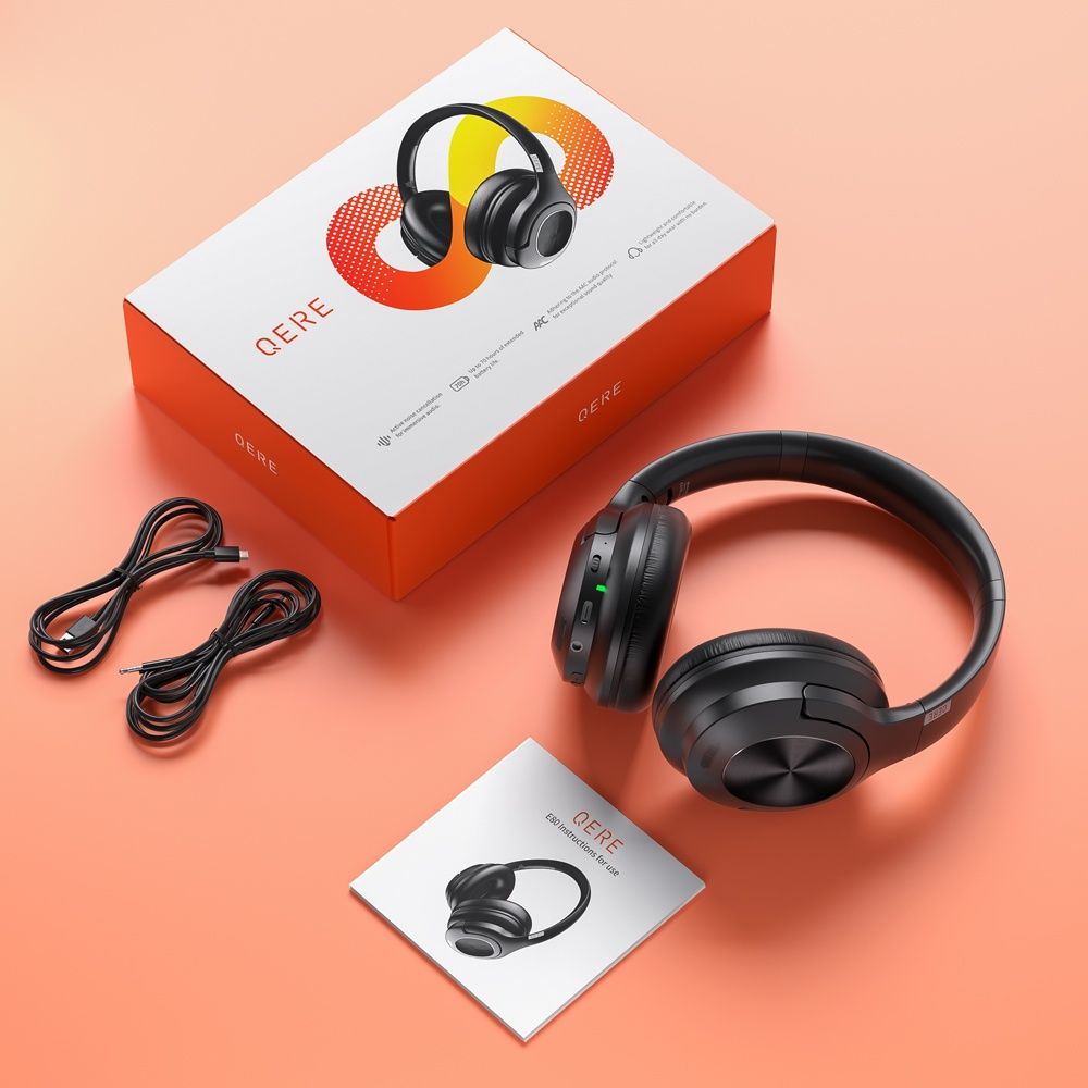 Безжични ANC слушалки QERE E80, Bluetooth 5.3, 70h. Play, MIC.
