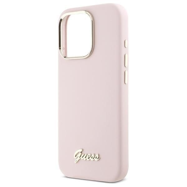Guess silicone script metal logo & frame – iphone 16 pro max – светлор