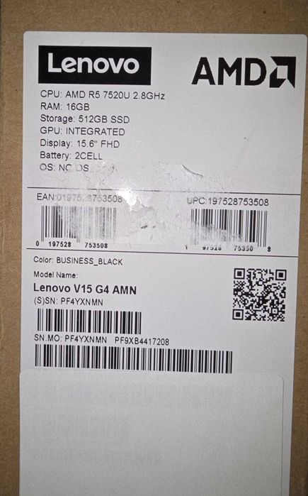 Laptop Lenovo Lenovo V15 G4 AMN cu procesor AMD Ryzen™ 5 7520U