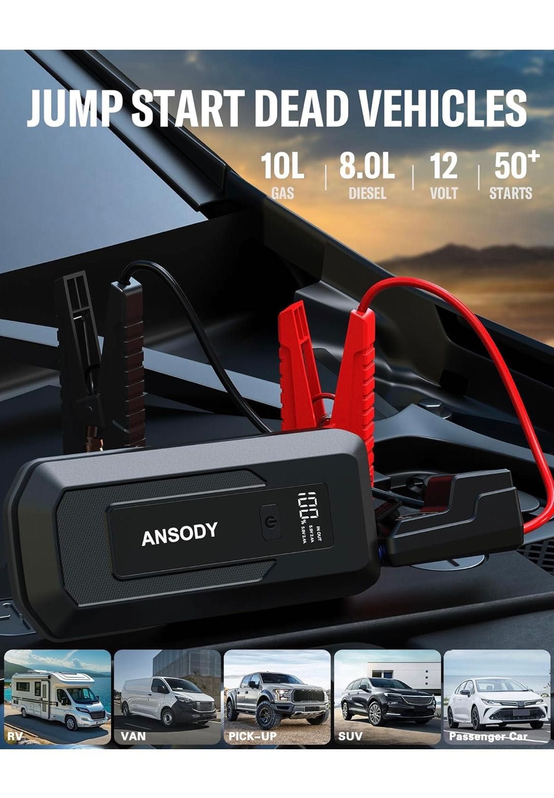 ANSODY 3000 A Захранващо зарядно for Cars up to 10 L Petrol/8 L Diesel