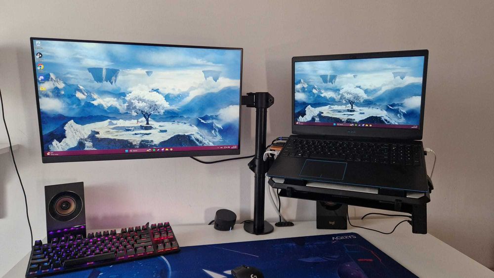 Suport dual pentru monitor si laptop