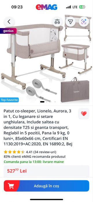 Vand patut copil co-sleeper Lionelo