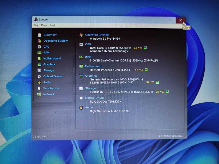 HP EliteBook 14" 8440p Intel Core i5-520M 2.53 GHz 8GbDDR3 240GbSSD