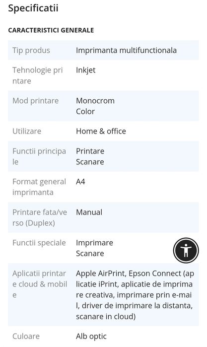 Imprimanta Epson EcoTank L3256 multifunctionala externa cu rezervor de