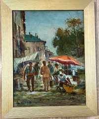 Tablou A Vando Nud in Piata pictura ulei pe pânză inramat 38x48cm