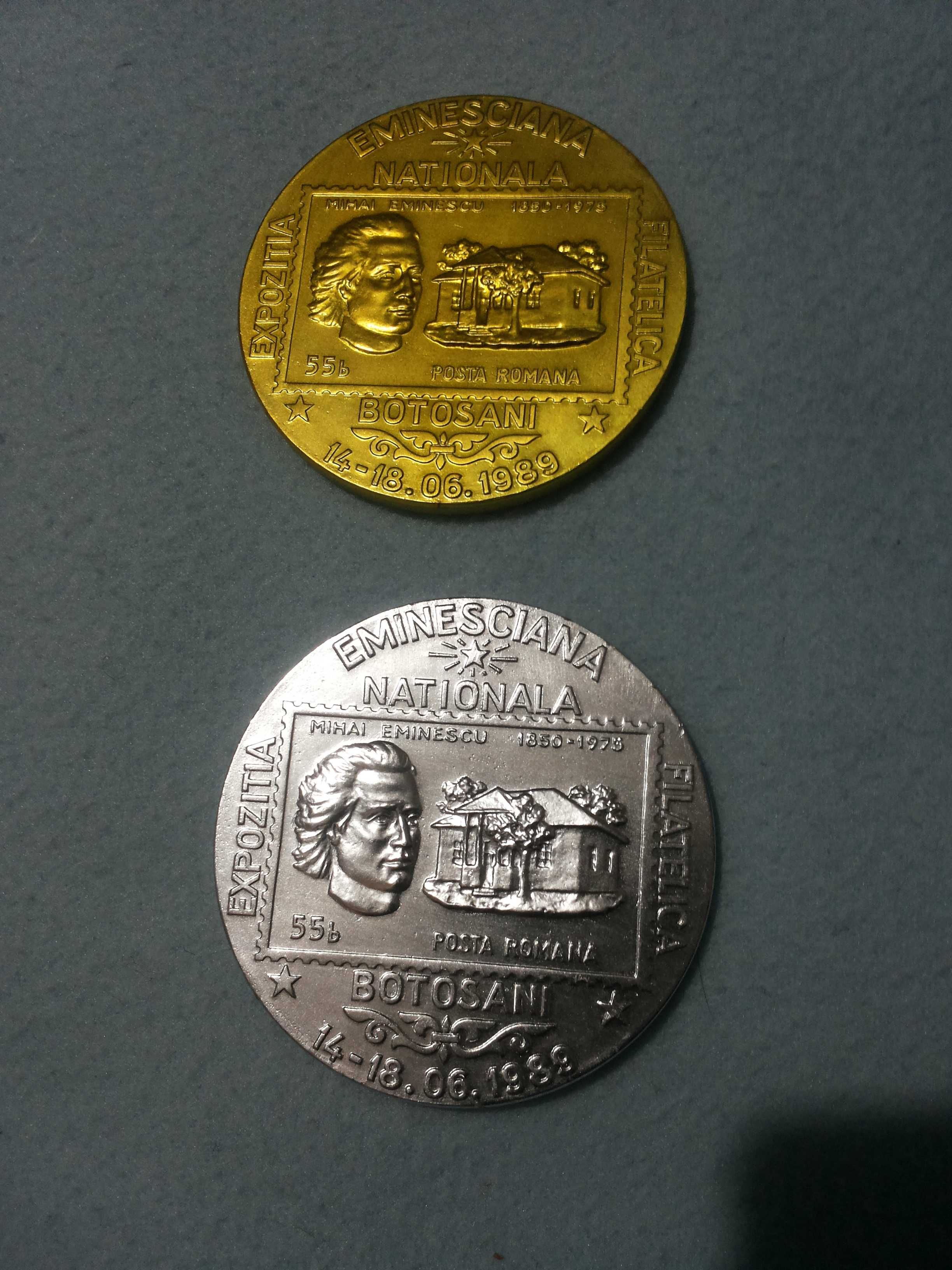 medalii "Expozitia filatelica Mihai Eminescu Botosani 1989"