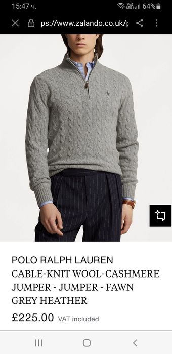 POLO Ralph Lauren Cable Wool / Cashmere Knit  L НОВО ОРИГИНАЛ  Пуловер