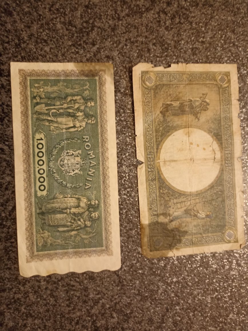 Vând 2 bancnote 1.000.000 lei 1947 și 1000 lei  1941