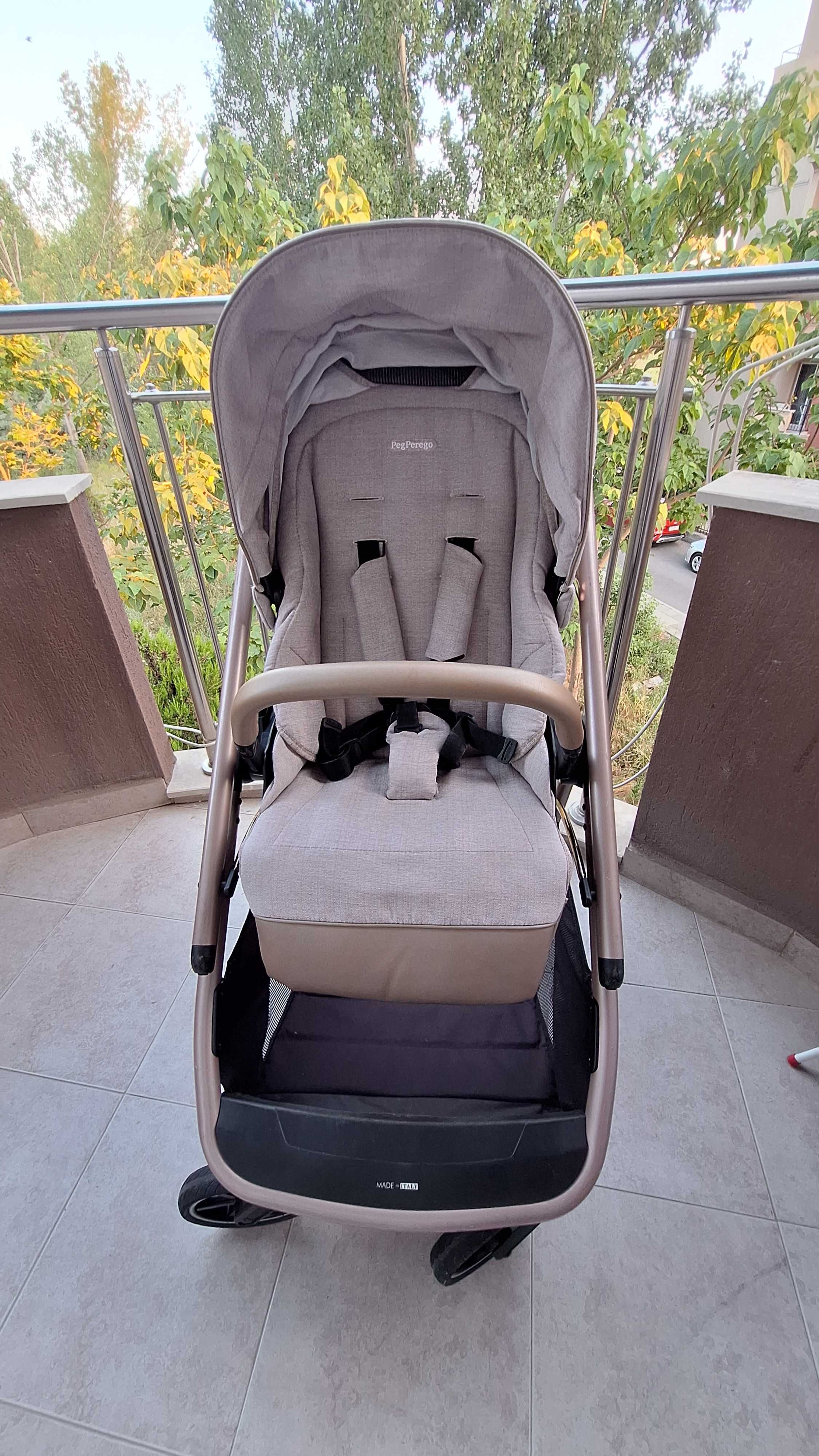 Бебешка количка Peg Perego 2в1 Veloce, 0-22 кг, Mon Amour, Бежов/Розов