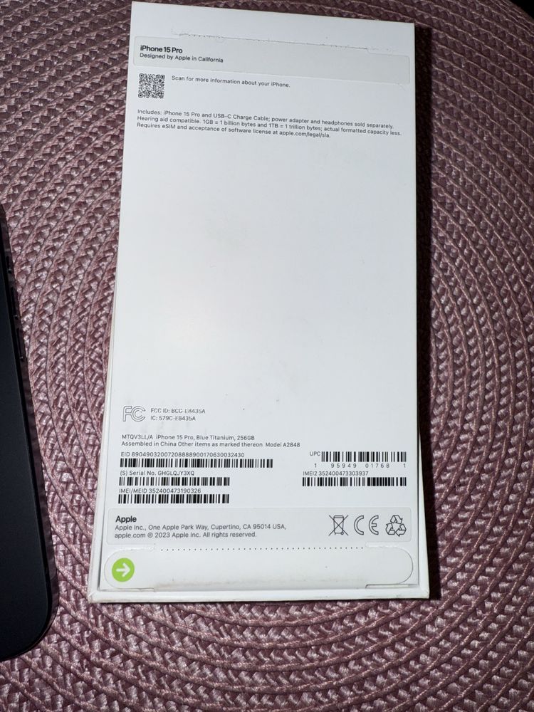 iPhone 15 Pro 256 Blue Titanium