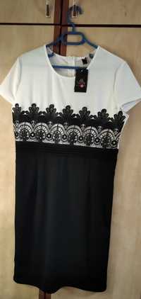 Rochie de ocazie ,  superba alb /negru  , masura 42