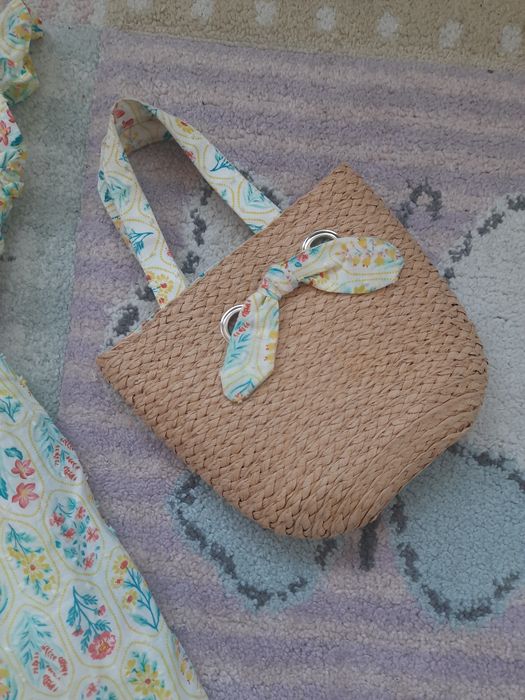 Лятна детска жълта рокля с чанта и колан 4-5 години