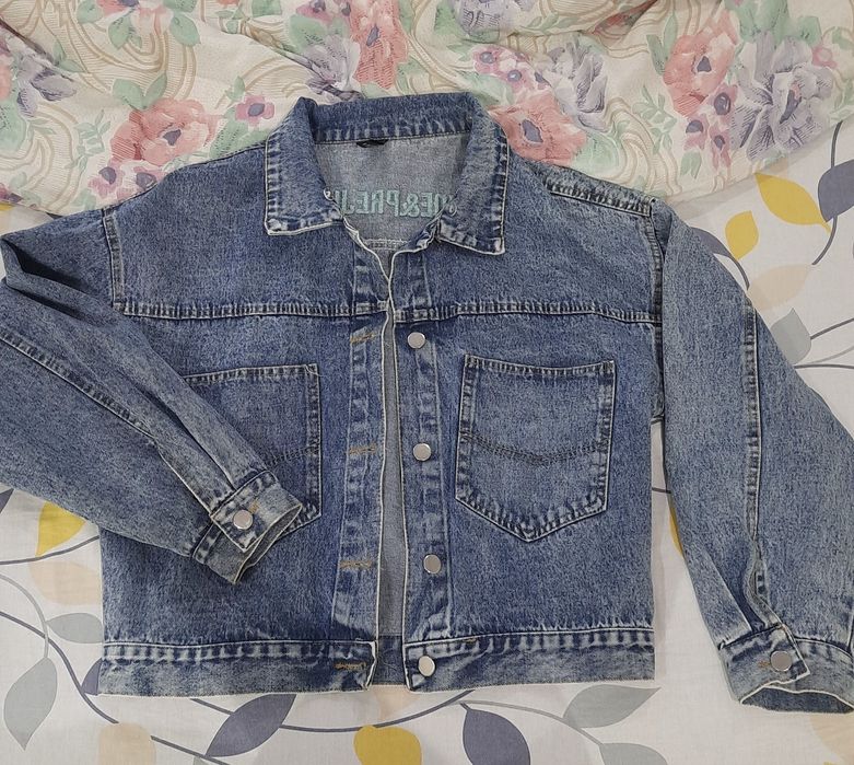 Пальто , джинсовая, безрукавка